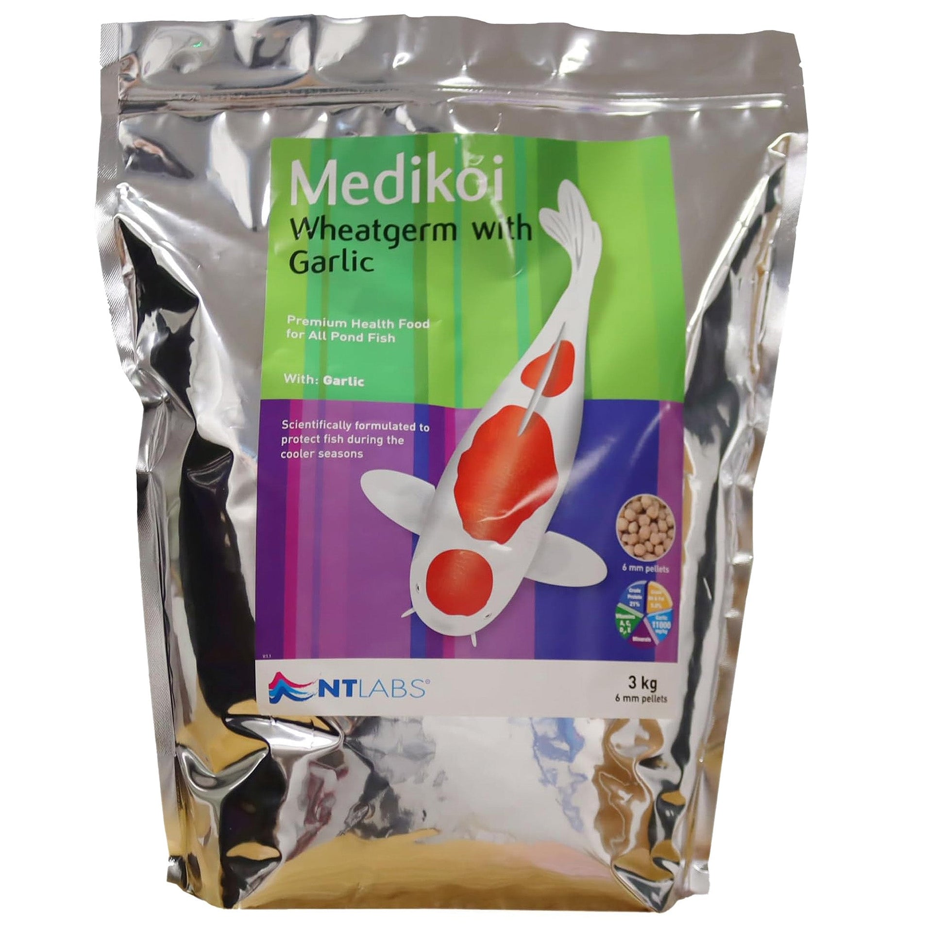 NT Labs MediKoi  Wheatgerm With Garlic Fish Food (6mm) - 3Kg - Image 1
