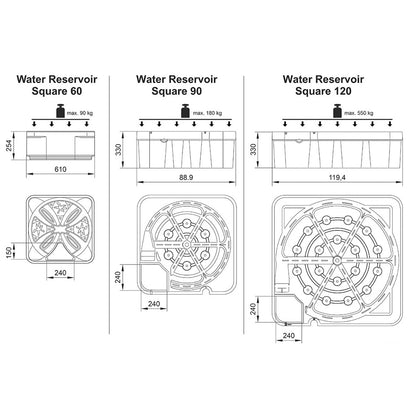 Oase Water Feature Reservoir - 60, 90, 120 Square - Pic1