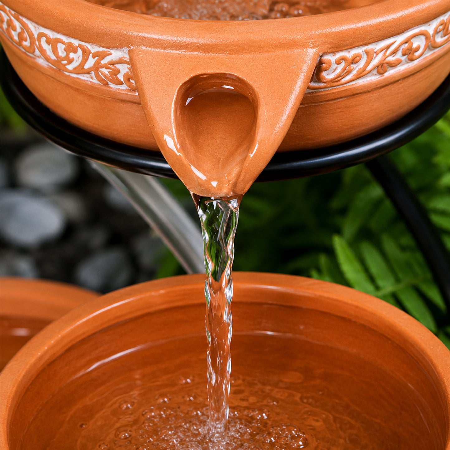 PondXpert - Terracotta - Solar  Cascade with LED Light - Pots Detail - 2