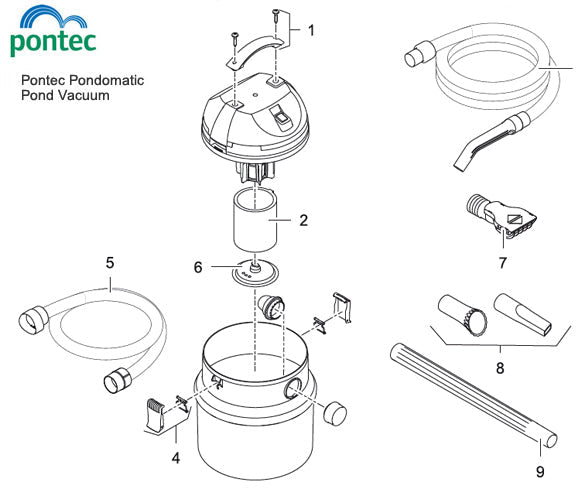 Pontec PondoMatic Vacuum Spare Parts Exploded Diagram