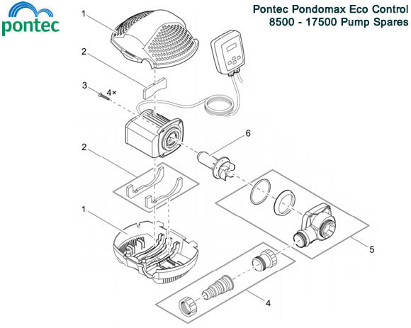 Pontec PondoMax Eco Control 8500 - 17500 Pond Pump Spare Parts Exploded Diagram