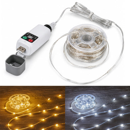 Smart Solar TwoTone Rechargeable String Lights - Warm White and Cool White